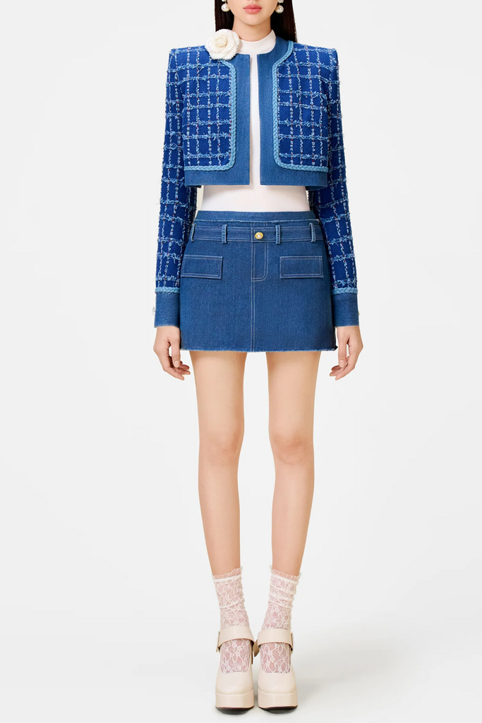 Mobey Denim Tweed Jacket - Stylish beautiful dress for special occasions | Buy Online