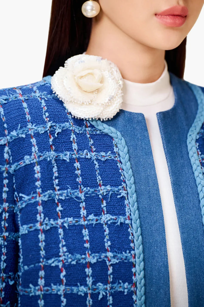 Mobey Denim Tweed Jacket - Stylish beautiful dress for special occasions | Buy Online