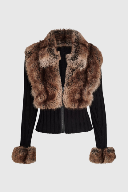 Motoko Faux Fur Knit Coat