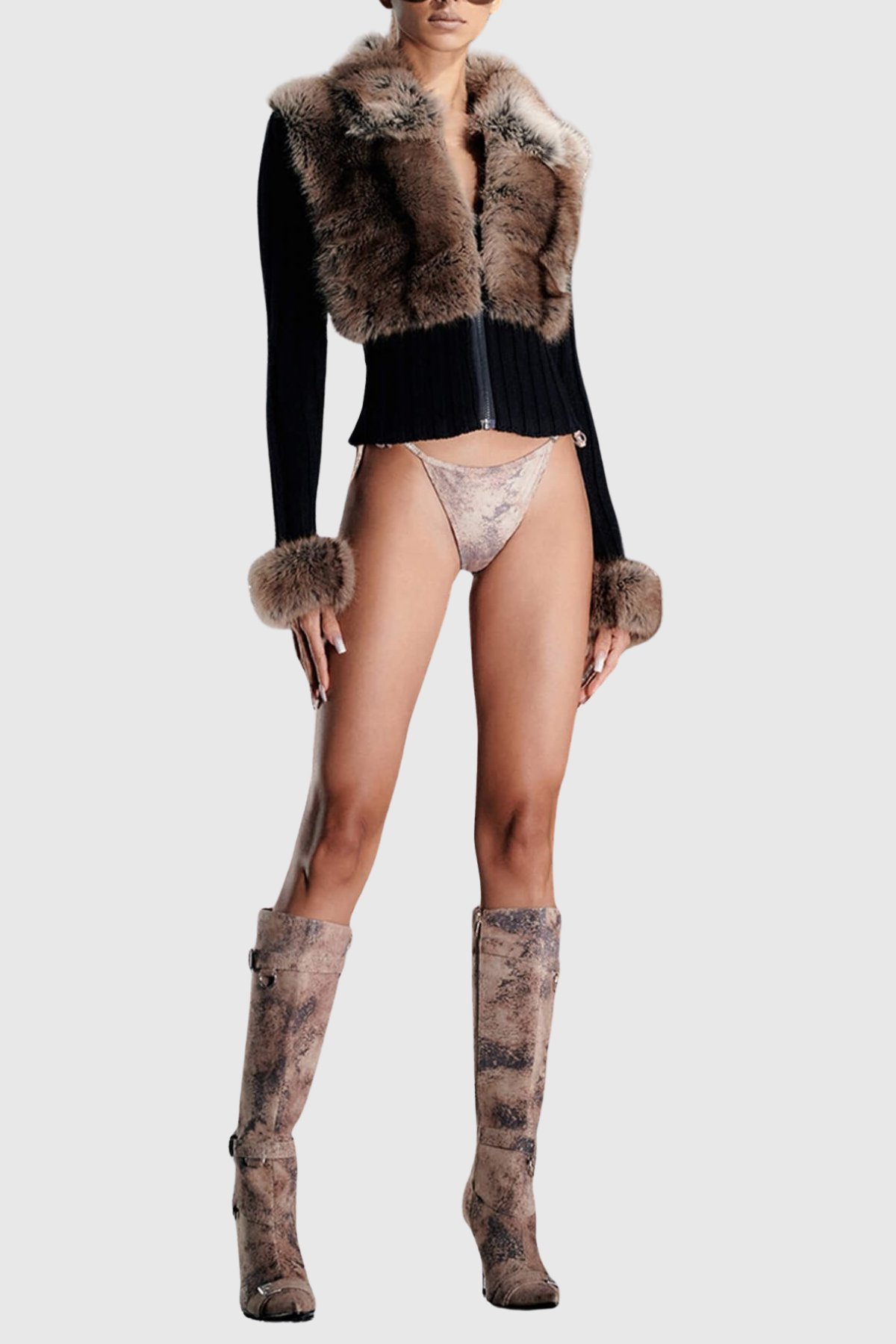 Motoko Faux Fur Knit Coat