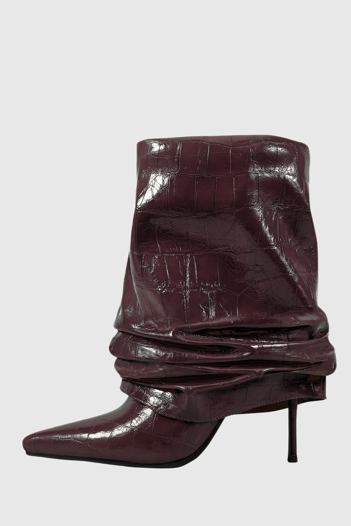 Nahara Leather Ruched Ankle Boots - Chocolate