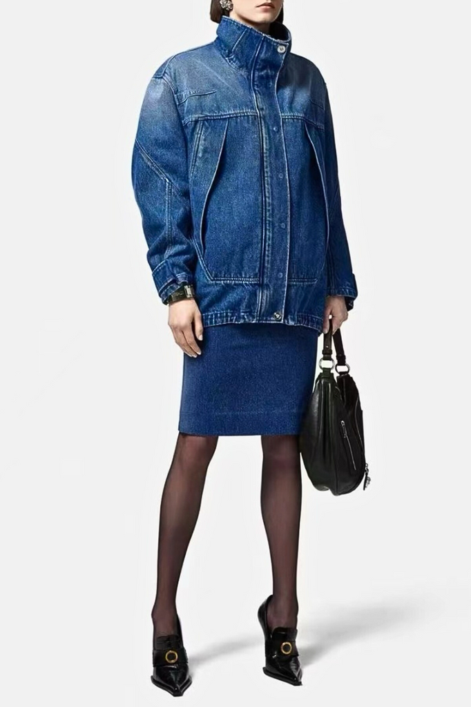 Stylish beautiful dress | Naoko Denim Parka Jacket - Ideal for special occasions