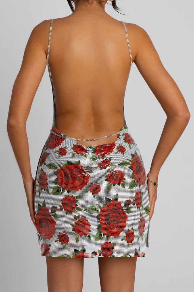 Shop  beautiful dress - Perfect for special occasions | Naomi Floral Chainmail Mini Dress