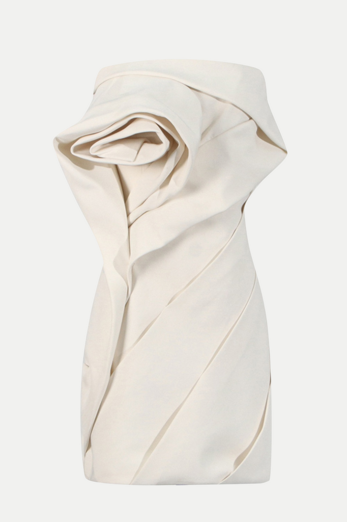 Naylor Floral Strapless Mini Dress - Beige - Stylish beige dress for special occasions | Buy Online