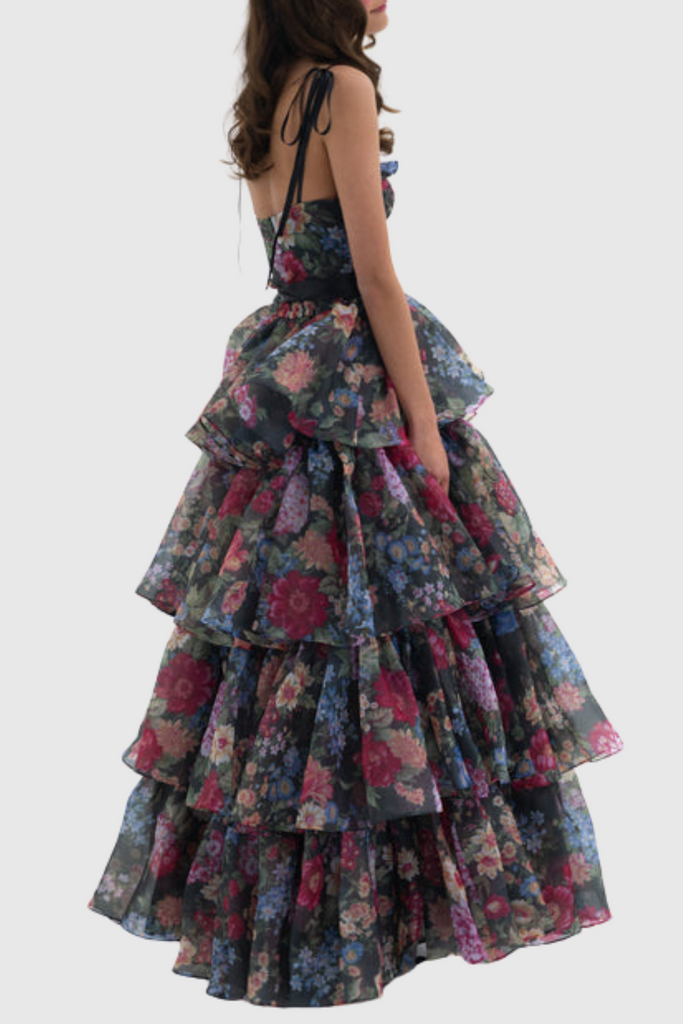 Nicola Floral Cutout Ruffle Skirt Two Piece Set - Stylish beautiful dress for special occasions | Buy Online