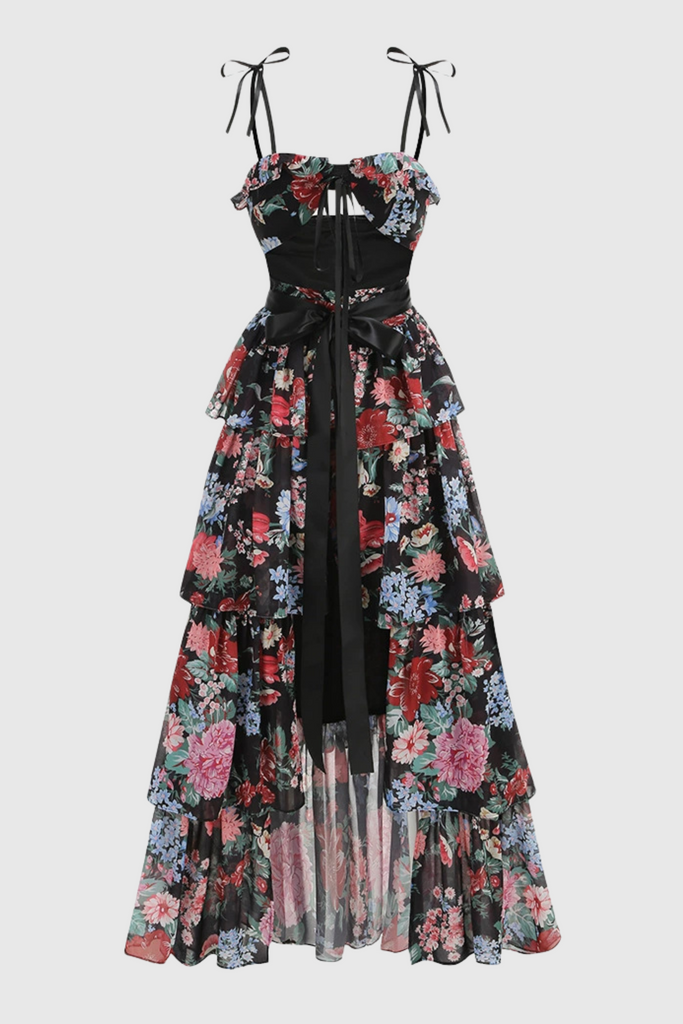 Stylish beautiful dress | Nicola Floral Cutout Ruffle Skirt Two Piece Set - Ideal for special occasions