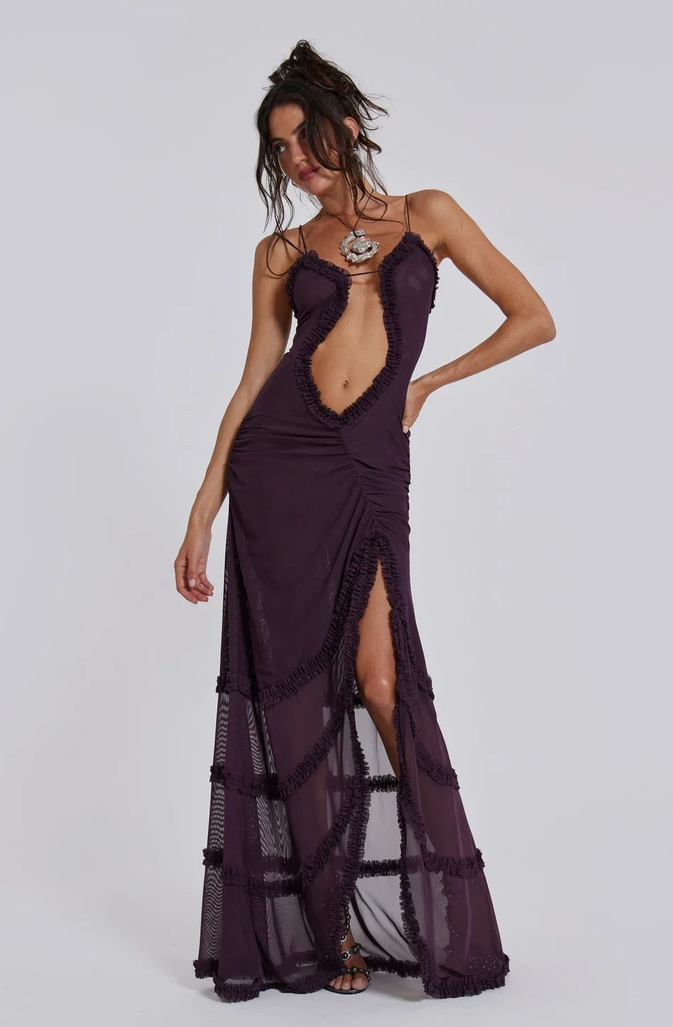 Norah Printed Maxi Dress - Purple