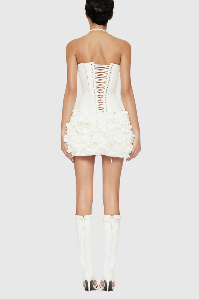 Shop  white dress - Perfect for special occasions | Nuala Floral Applique Skirt - White