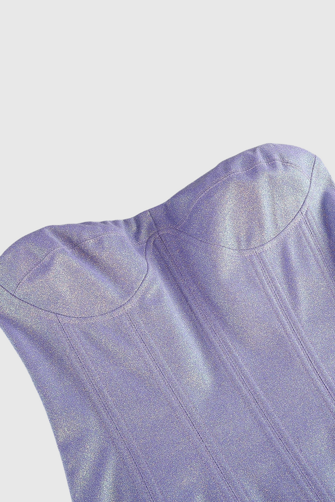 Stylish purple dress | Nuala Glitter Strapless Floral Mini Dress - Purple - Ideal for special occasions