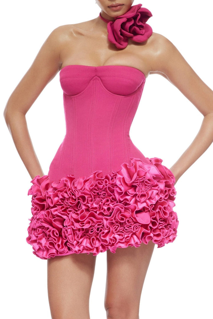 Shop  pink dress - Perfect for special occasions | Nuala Strapless Floral Mini Dress - Pink