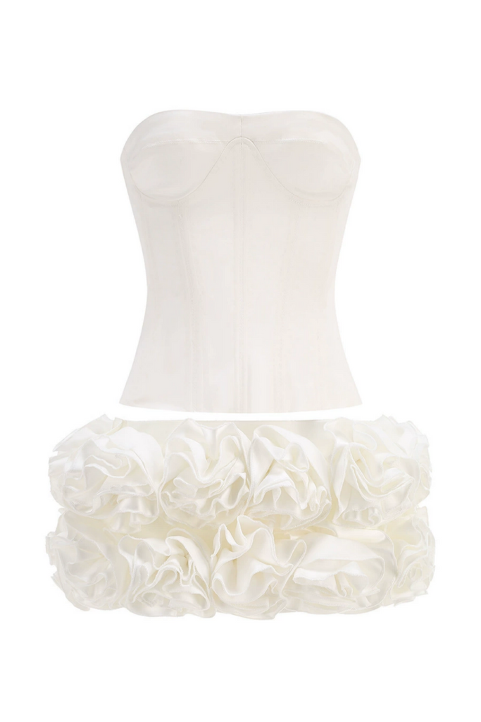 Nuala Strapless Floral Mini Dress - White - Stylish white dress for special occasions | Buy Online