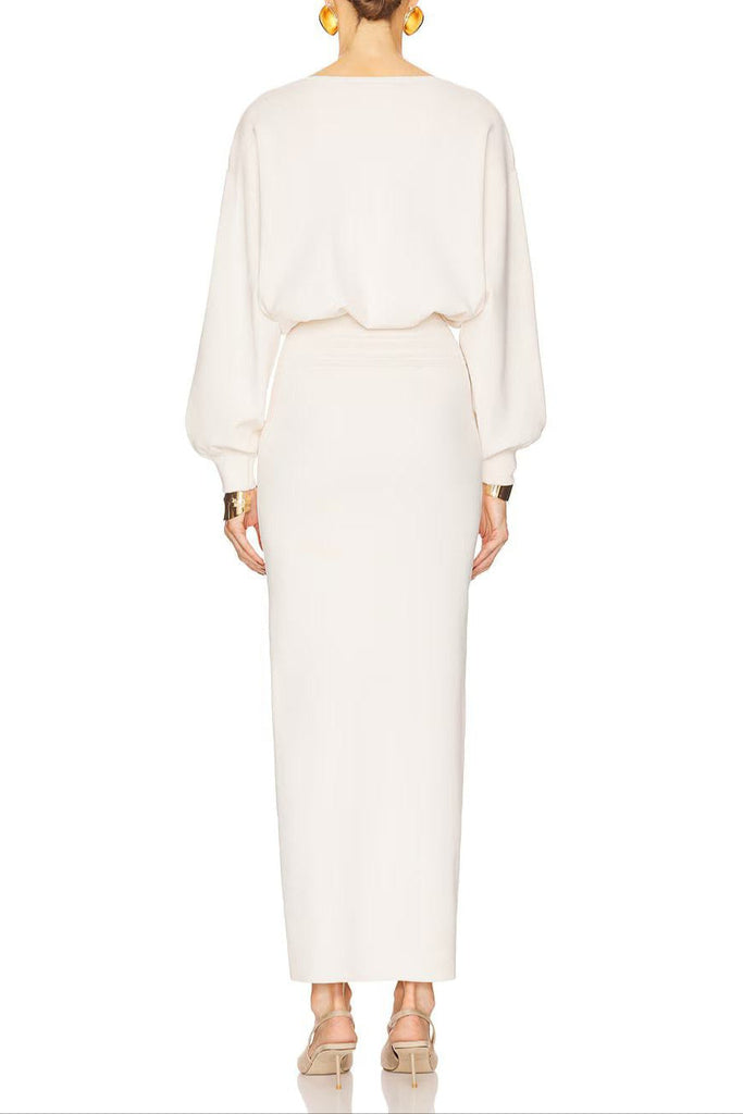 edith High elastic long hip maxi dress in white - Stylish white dress for special occasions | Buy Online