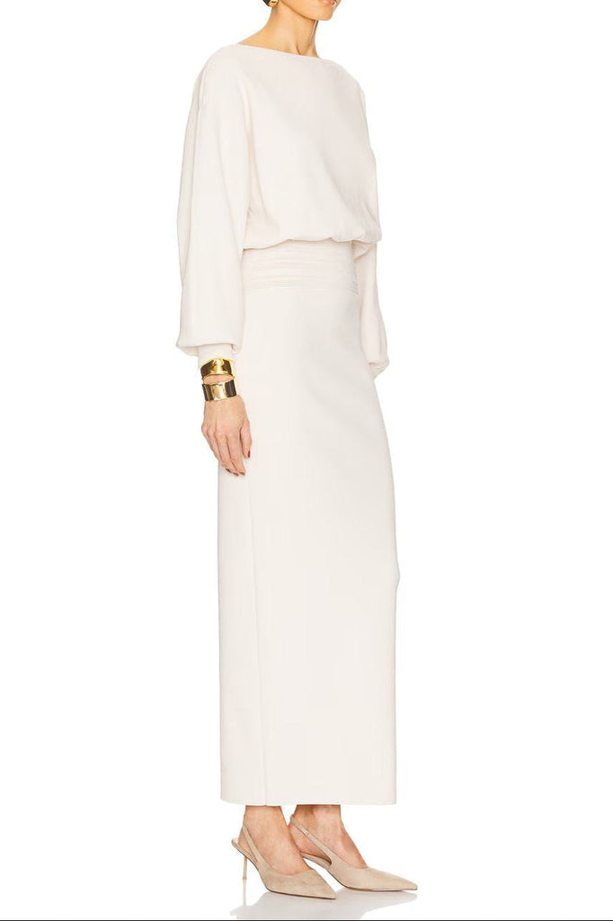 edith High elastic long hip maxi dress in white - Stylish white dress for special occasions | Buy Online