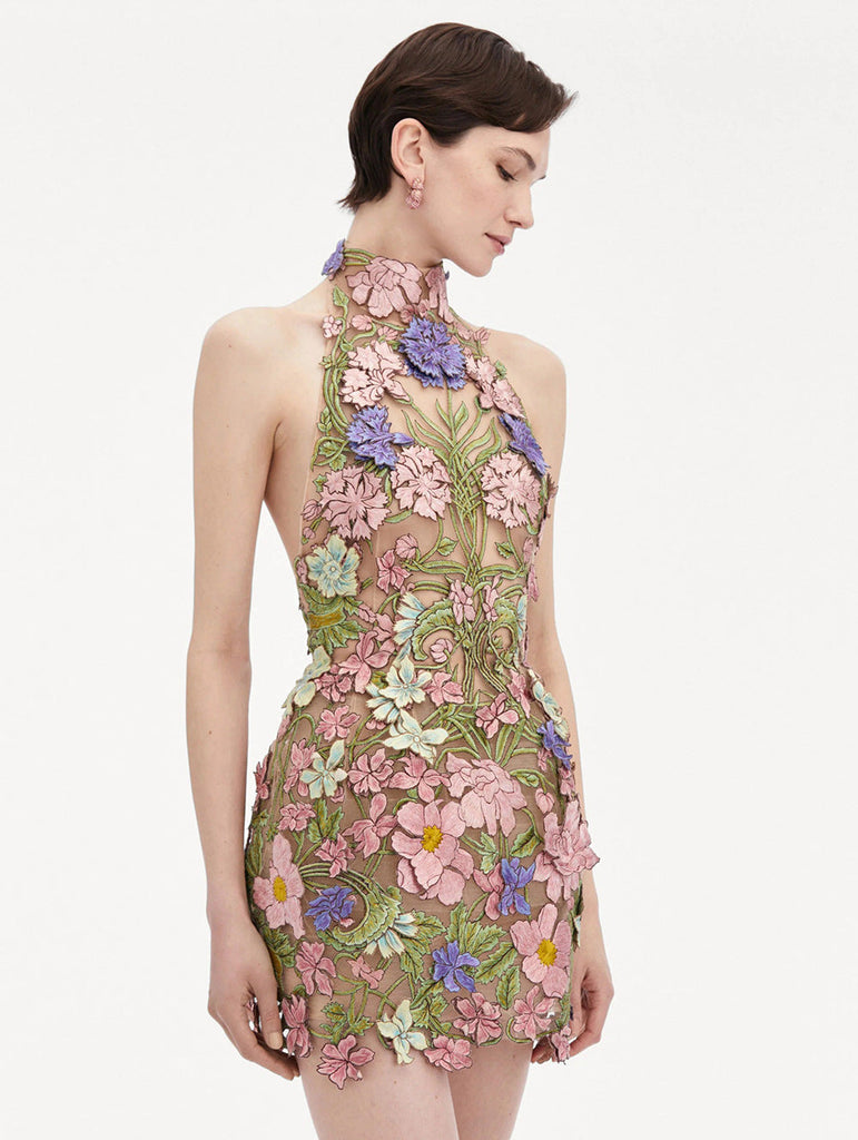 Stylish beautiful dress | ursula floral print Halter Neck Mini Dress - Ideal for special occasions