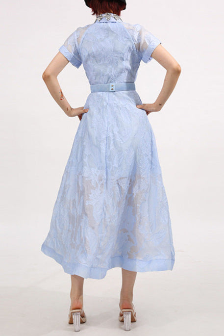 Shop  blue dress - Perfect for special occasions | daisy Crystal embellished Midi Dress in blue