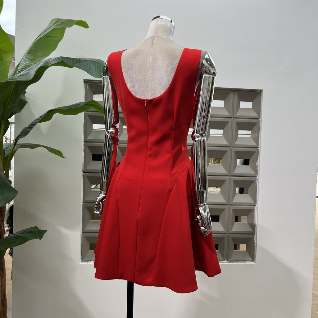 3d flower Pleated Sleeveless Mini Dress - Stylish beautiful dress for special occasions | Buy Online