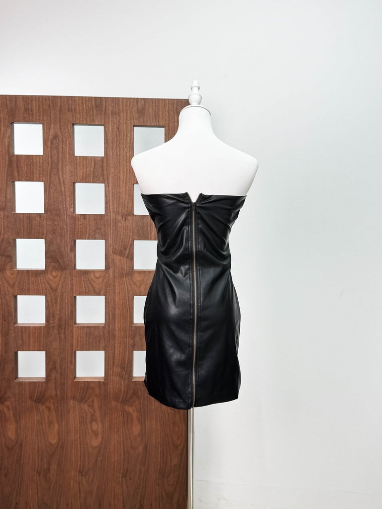 cornelia Plush Cut Strapless mini Dress in black - zebra - Stylish black dress for special occasions | Buy Online