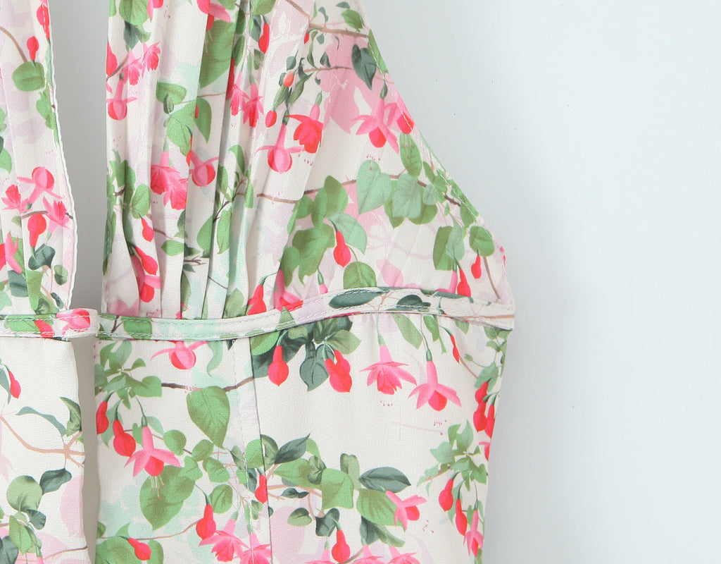 Stylish beautiful dress | Plunge Neck Floral Mini Dress - Ideal for special occasions