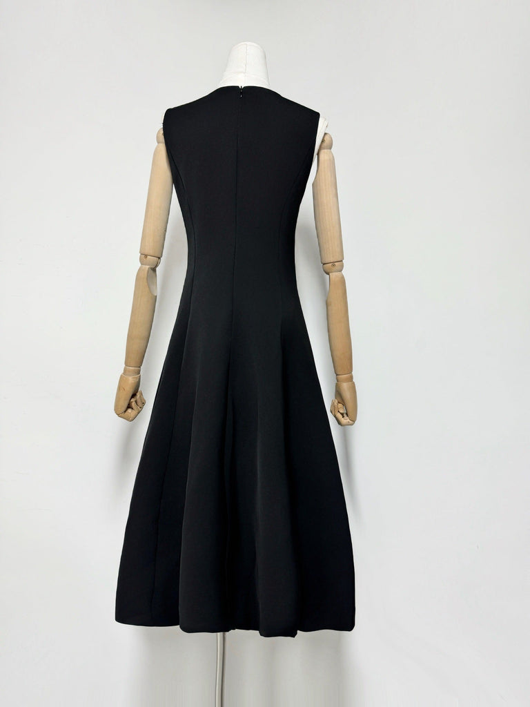 kate floral print Embellished Sleeveless Midi Dress in black - Stylish black dress for special occasions | Buy Online