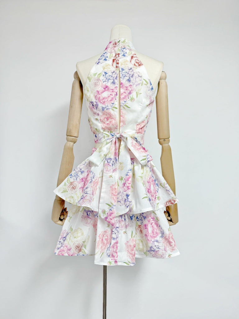 Shop  pink dress - Perfect for special occasions | jessica printed backless halter top skirt set in pink