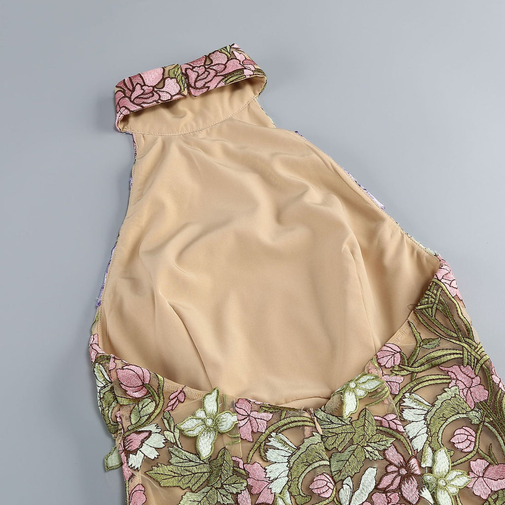 Stylish beautiful dress | ursula floral print Halter Neck Mini Dress - Ideal for special occasions