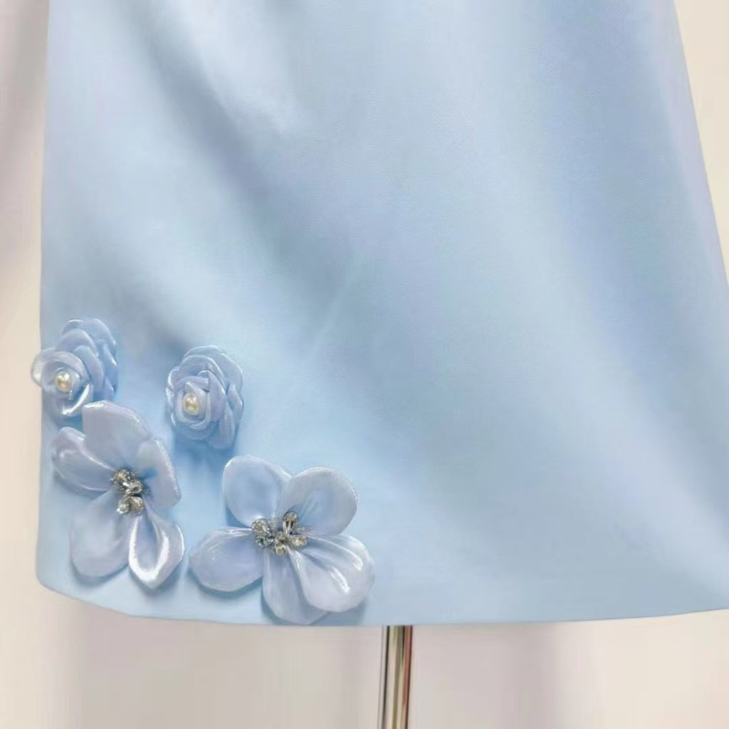 Chantelle 3D Midi Dress In Blue - Stylish blue dress for special occasions | Buy Online