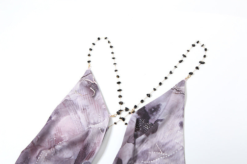 elizabeth Backless Printed High Low maxi Dress in purple - Stylish purple dress for special occasions | Buy Online