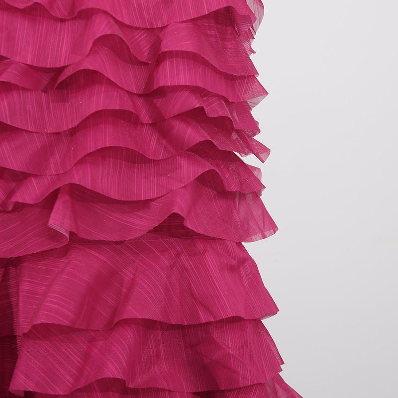 Stylish red dress | cathy Pleated layer strapless maxi dress in rose red - Ideal for special occasions