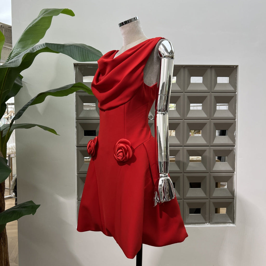 Shop  beautiful dress - Perfect for special occasions | 3d flower Pleated Sleeveless Mini Dress