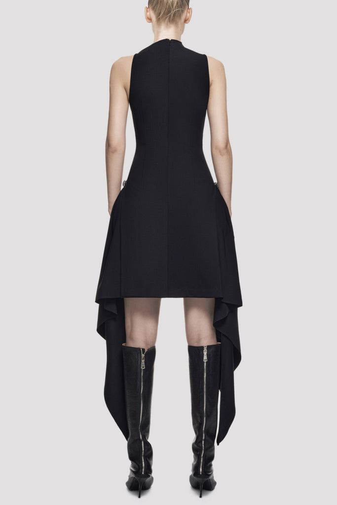 Oadao Symmetric Drapes Mini Dress - Black - Stylish black dress for special occasions | Buy Online