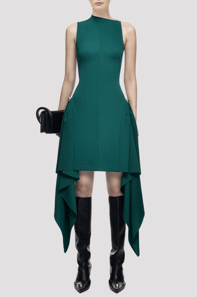 Stylish green dress | Oadao Symmetric Drapes Mini Dress - Green - Ideal for special occasions