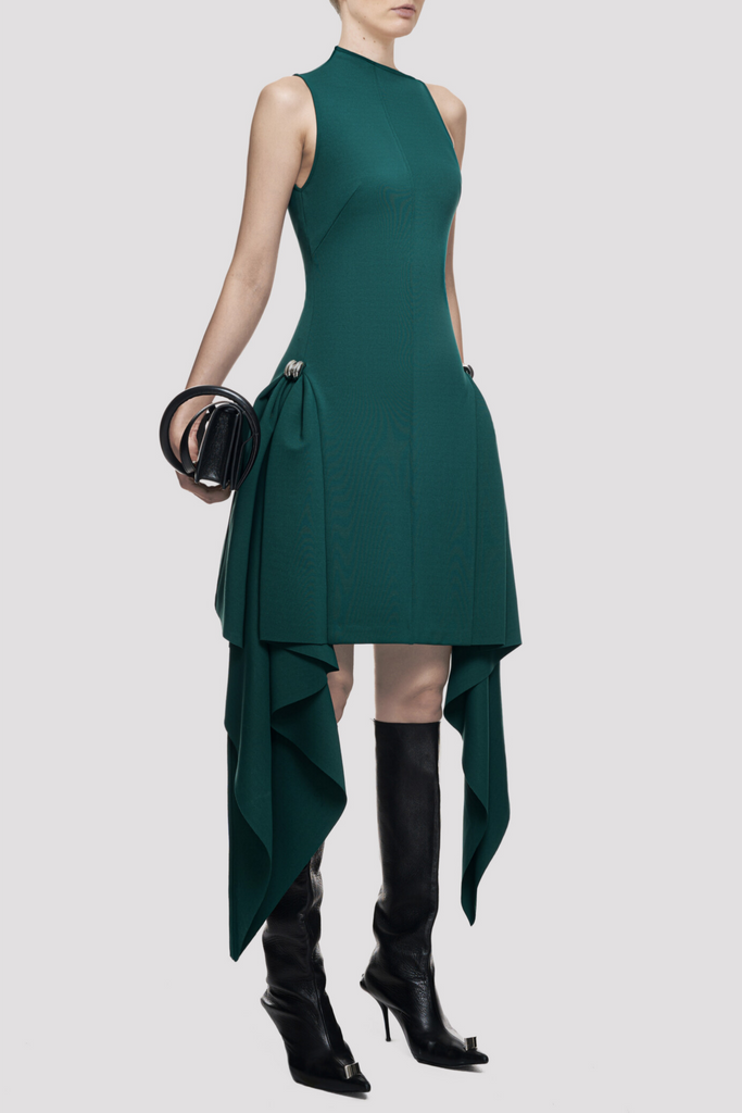 Shop  green dress - Perfect for special occasions | Oadao Symmetric Drapes Mini Dress - Green