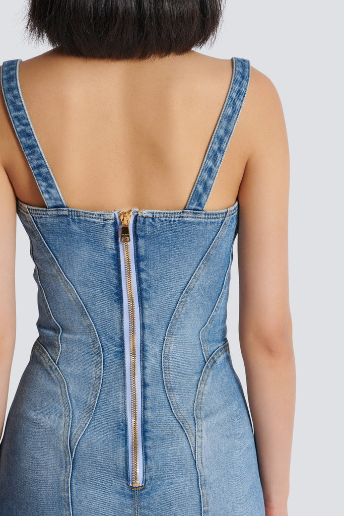 Shop  beautiful dress - Perfect for special occasions | Ogana Gold Buttoned Denim Mini Dress