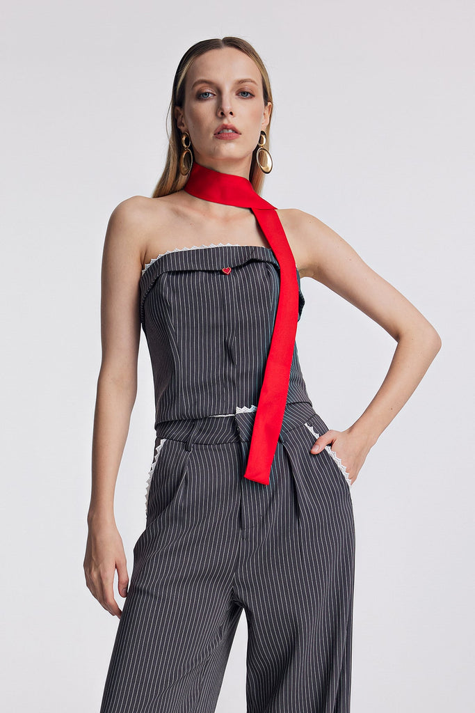 Shop  beautiful dress - Perfect for special occasions | Oorja Strapless Lace Stripe Pants Set