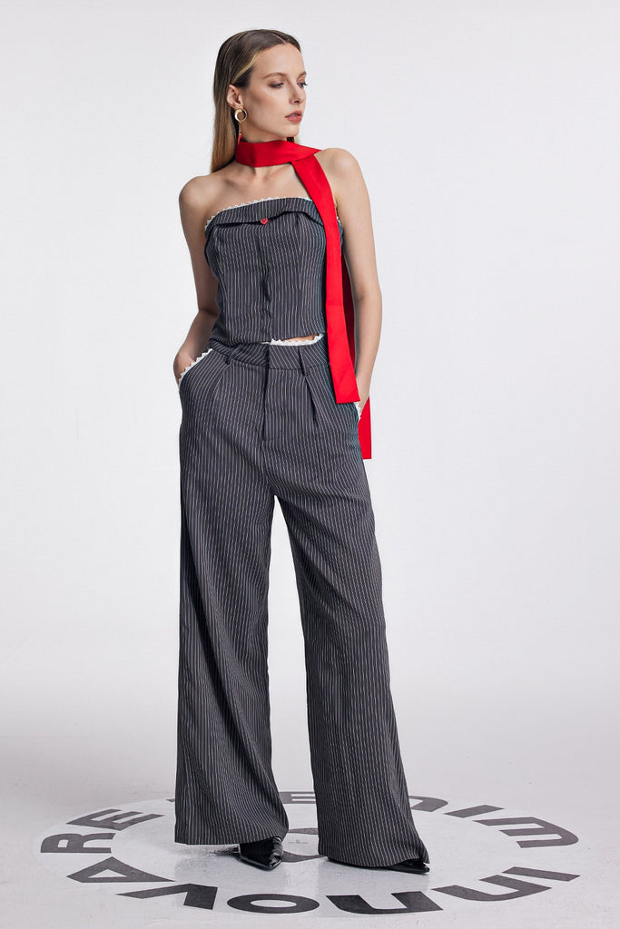 Stylish beautiful dress | Oorja Strapless Lace Stripe Pants Set - Ideal for special occasions