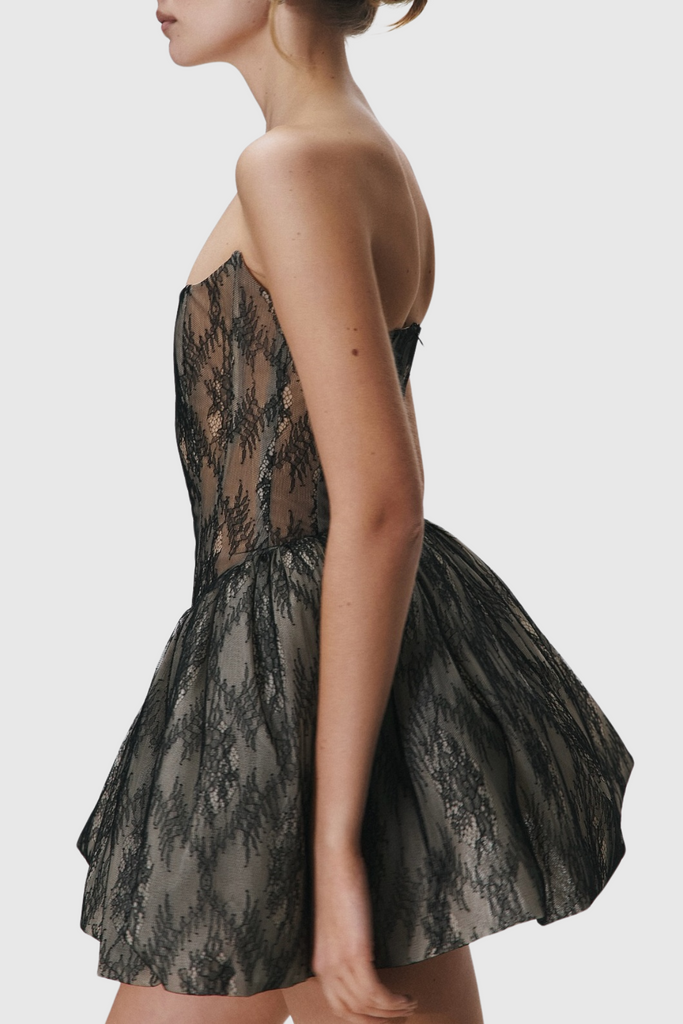 Shop  beautiful dress - Perfect for special occasions | Orentha Lace Strapless Puff Mini Dress