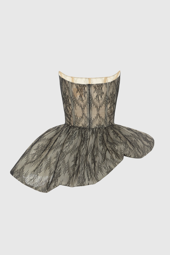 Orentha Lace Strapless Puff Mini Dress - Stylish beautiful dress for special occasions | Buy Online