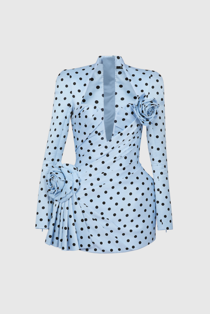 Stylish blue dress | Ostelle Polka Dots Satin Mini Dress - Blue - Ideal for special occasions