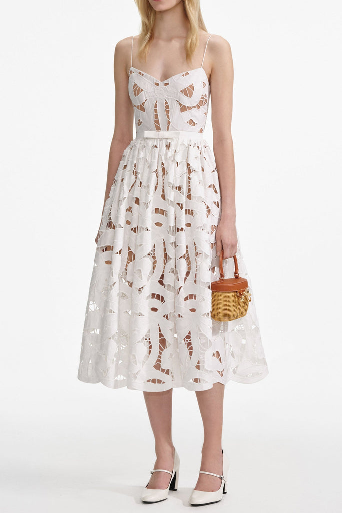 Shop  red dress - Perfect for special occasions | xanthe White Bow Embroidered Midi Dress