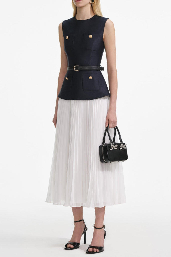 Stylish beautiful dress | Marcos Navy Taffeta Midi Dress - Ideal for special occasions