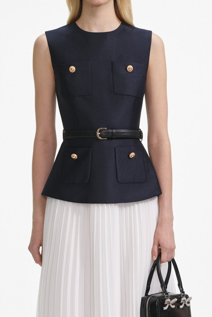 Marcos Navy Taffeta Midi Dress - Stylish beautiful dress for special occasions | Buy Online