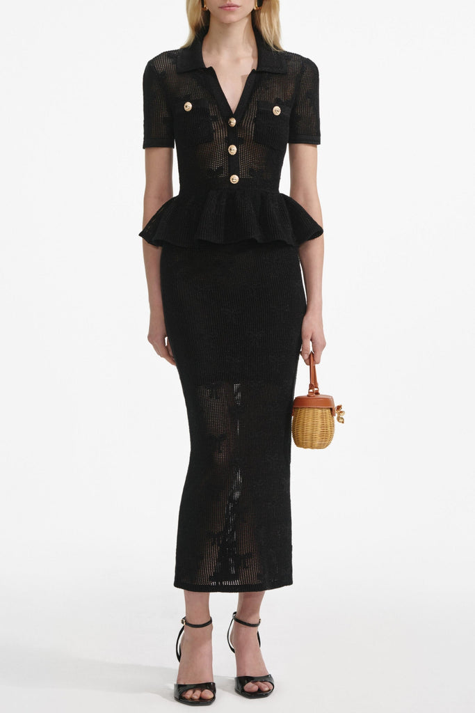 Shop  black dress - Perfect for special occasions | adelaide Black Bow Crochet Midi Dress