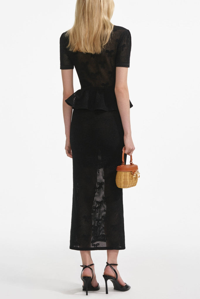 adelaide Black Bow Crochet Midi Dress - Stylish black dress for special occasions | Buy Online