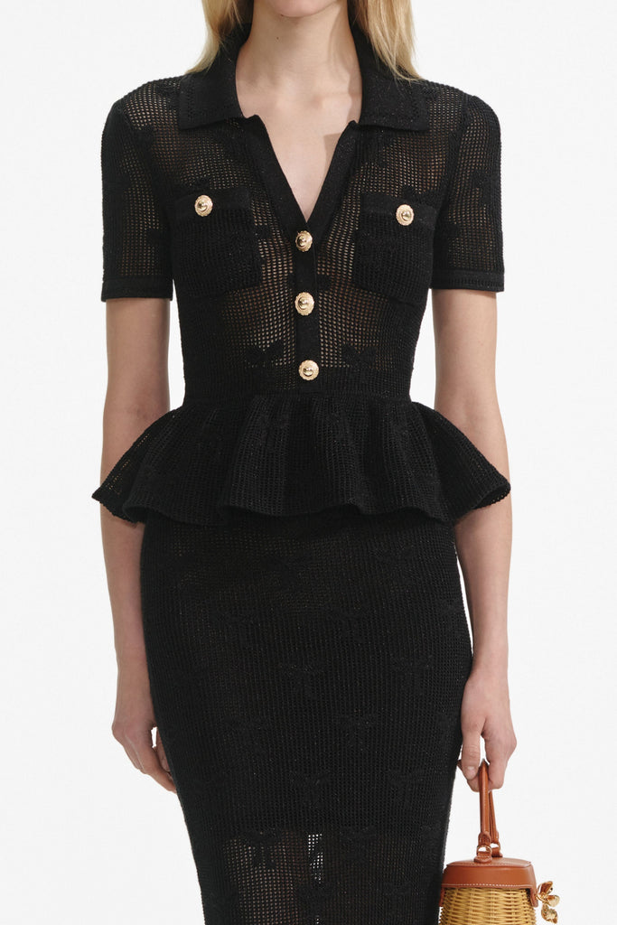 Stylish black dress | adelaide Black Bow Crochet Midi Dress - Ideal for special occasions