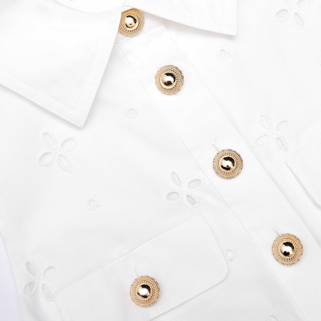 Stylish red dress | elsie White Cotton Broderie Collared Midi Dress - Ideal for special occasions