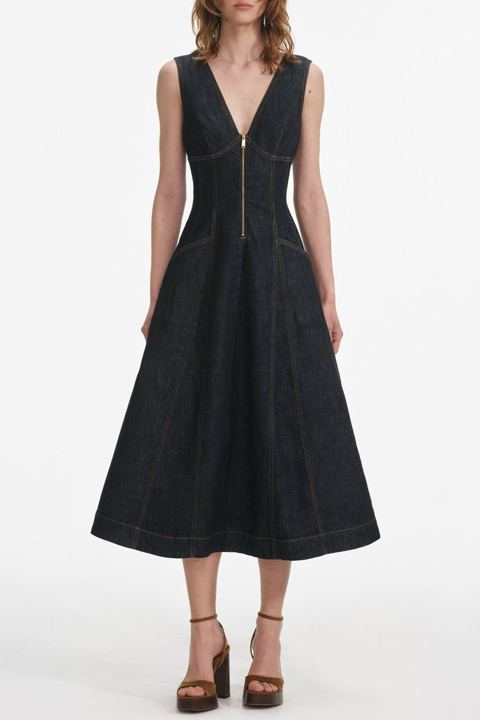 sally Indigo Denim Midi Dress - Stylish beautiful dress for special occasions | Buy Online