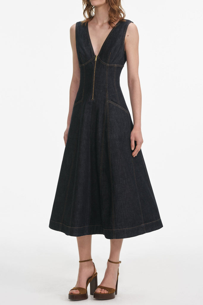 sally Indigo Denim Midi Dress - Stylish beautiful dress for special occasions | Buy Online