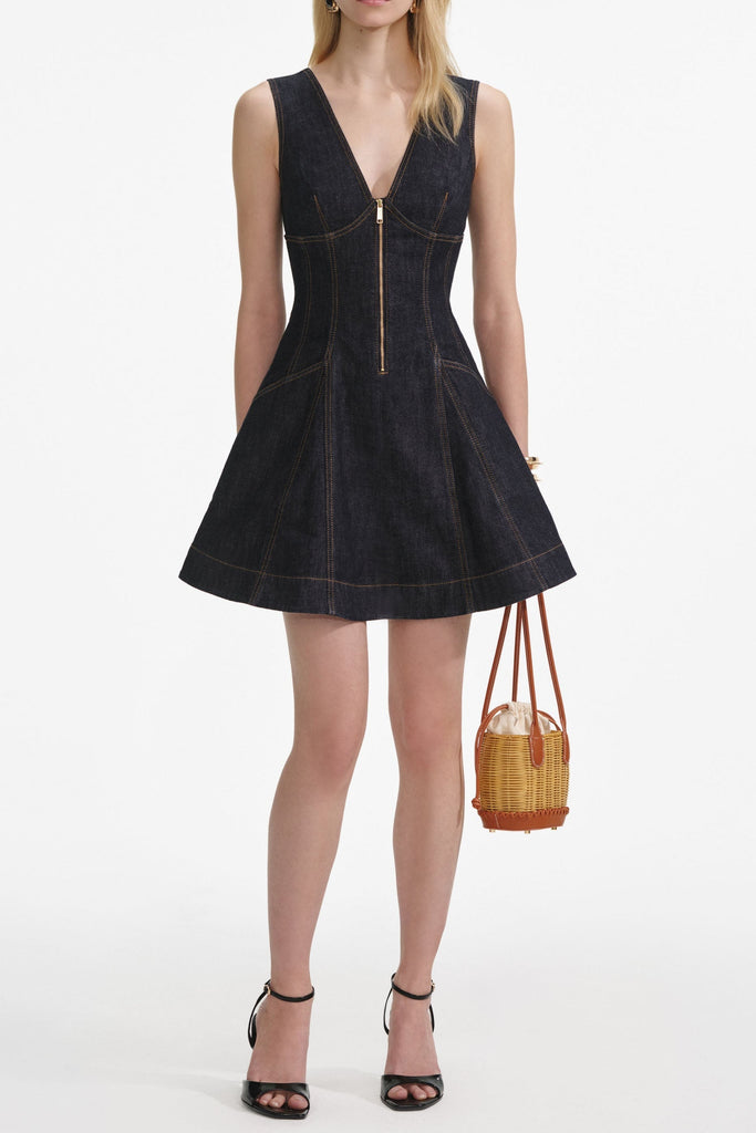 elizabeth Indigo Denim Mini Dress - Stylish beautiful dress for special occasions | Buy Online