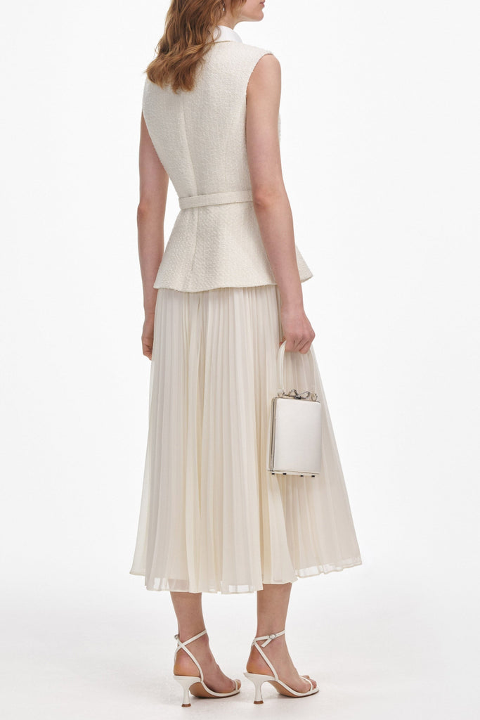 Stylish beautiful dress | zoe Cream Boucle Sleeveless Midi Dress - Ideal for special occasions