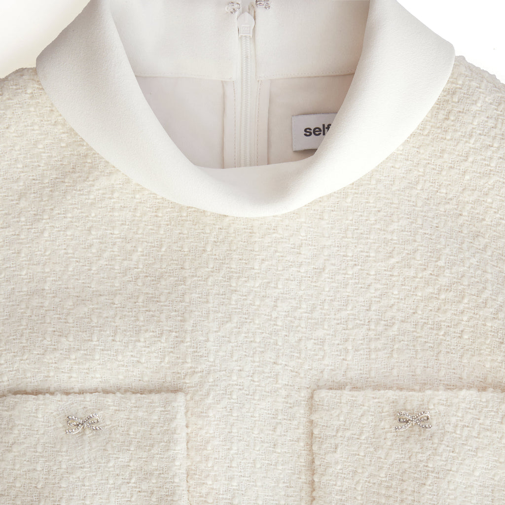 Shop  beautiful dress - Perfect for special occasions | zoe Cream Boucle Sleeveless Midi Dress